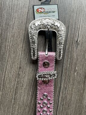 Nocona Pink Western Rhinestone Kids Belt